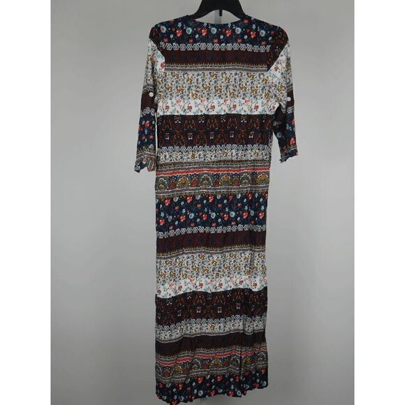 NXH Women's Brown & White Arabesque Button-Up Dress XL - Picture 5 of 13